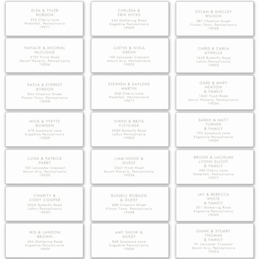 Sage Green Font Guest Address Sticker (Voorkant)