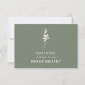 Sage green Forest Pine tree be my bridesmaid Kaart (Voorkant)