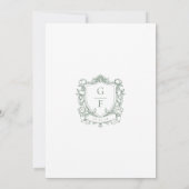 Sage Green Franse Rozen Monogram Crest Wedding Save The Date (Achterkant)