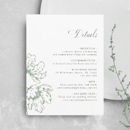 Sage Green French Floral Wedding Details  Informatiekaartje