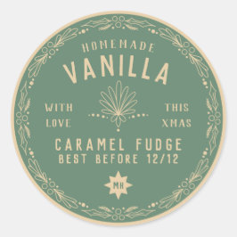 Sage Green Fudge-cadeaulabel voor kerstfeestdag Ronde Sticker