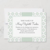 Sage Green Funeral Note Card Flat Bereavement Note Notitiekaartje (Voorkant)