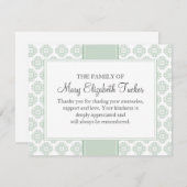 Sage Green Funeral Note Card Flat Bereavement Note Notitiekaartje (Voorkant / Achterkant)
