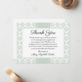 Sage Green Funeral Note Card Flat Bereavement Note Notitiekaartje (Voorkant / Achterkant in situ)