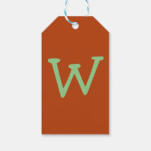 Sage Green Funny Initiaal Letter | Roest kleur Cadeaulabel (Achterkant)