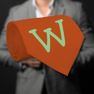 Sage Green Funny Initiaal Letter   Roest kleur Stropdas