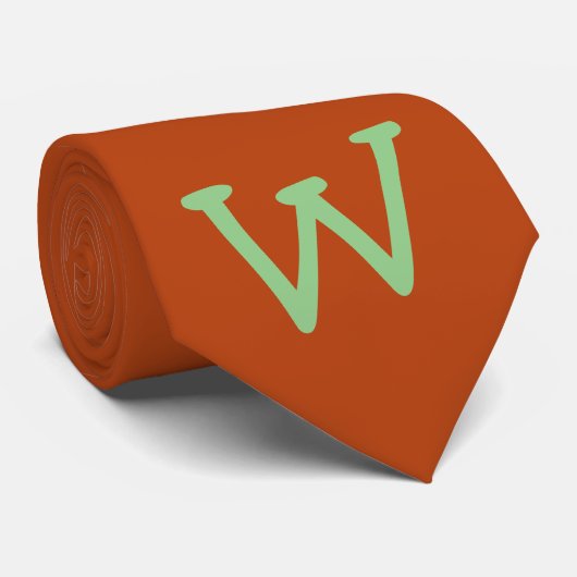 Sage Green Funny Initiaal Letter | Roest kleur Stropdas (Opgerold)