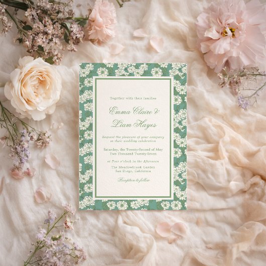 Sage Green Garden Chinoiserie Wedding Invitation