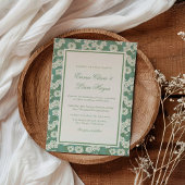 Sage Green Garden Chinoiserie Wedding Invitation