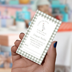 Sage Green Gekke Goose Luier Raffle Ticket Informatiekaartje