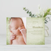 Sage Green Genre Neutre Faire-part de naissance bé (Debout devant)