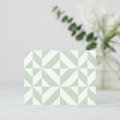 Sage Green Geometric Deco Cube Pattern Briefkaart (Staand voorkant)