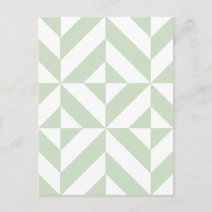 Sage Green Geometric Deco Cube Pattern Briefkaart