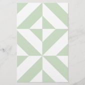 Sage Green Geometric Deco Cube Pattern Briefpapier (Voorkant)