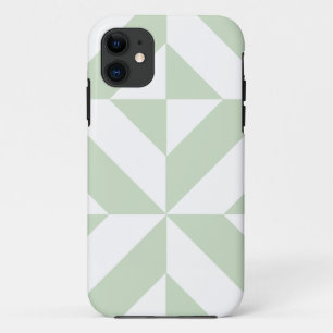 Sage Green Geometric Deco Cube Pattern iPhone 11 Hoesje