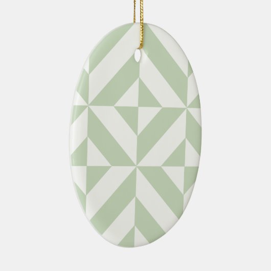Sage Green Geometric Deco Cube Pattern Keramisch Ornament (Rechts)