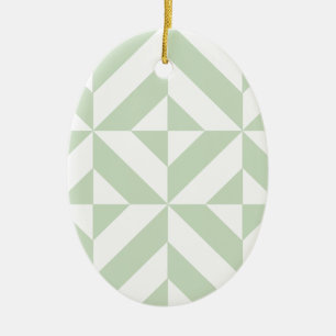 Sage Green Geometric Deco Cube Pattern Keramisch Ornament