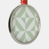 Sage Green Geometric Deco Cube Pattern Metalen Ornament (Rechts)