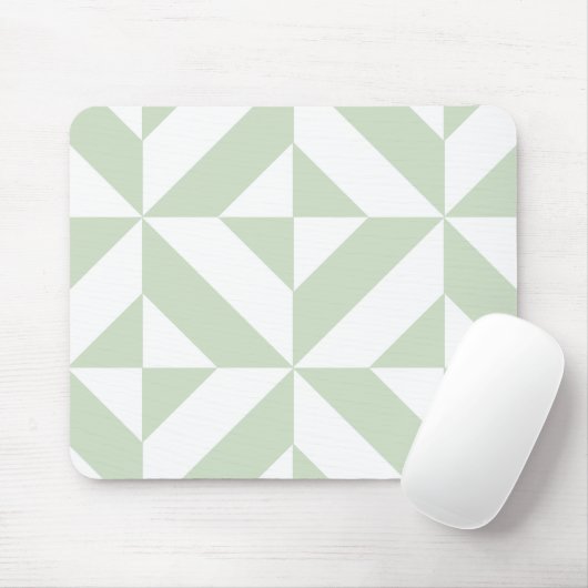 Sage Green Geometric Deco Cube Pattern Muismat (Met muis)