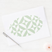 Sage Green Geometric Deco Cube Pattern Ovale Sticker (Envelop)