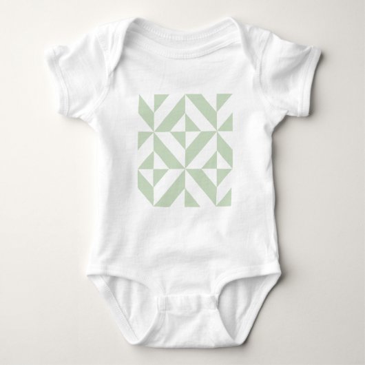 Sage Green Geometric Deco Cube Pattern Romper (Voorkant)