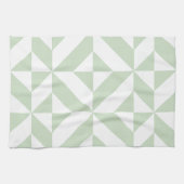 Sage Green Geometric Deco Cube Pattern Theedoek (Horizontaal)