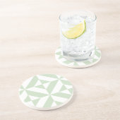 Sage Green Geometric Deco Cube Pattern Zandsteen Onderzetter (Zijkant)