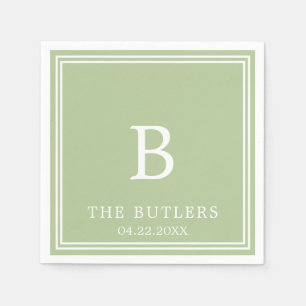 Sage Green gepersonaliseerde bruiloft cocktail ser Servet