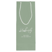 Sage Green Gepersonaliseerde Naam Wedding Party Fa Wijn Cadeautas (Achterkant)