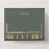 Sage Green Gilded Rozen Book Wedding Invitation All In One Uitnodiging (Achterkant)