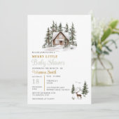 Sage Green Gingham A Merry Little Baby Shower Kaart (Staand voorkant)