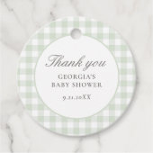 Sage Green Gingham-Baby shower Bedankjes Labels (Voorkant)