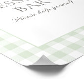 Sage Green Gingham Baby shower Dessert Bar Sign Poster (Hoek)