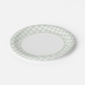 Sage Green Gingham-Baby shower Papieren Bordje (Gekanteld)