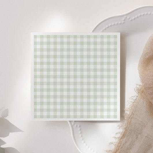 Sage Green Gingham-Baby shower Servet