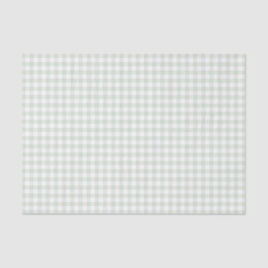 Sage Green Gingham-Baby shower Tissuepapier (Voorkant)