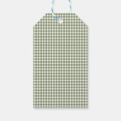 Sage Green Gingham Baby shower Uitnodiging & Bogen Cadeaulabel (Achterkant)