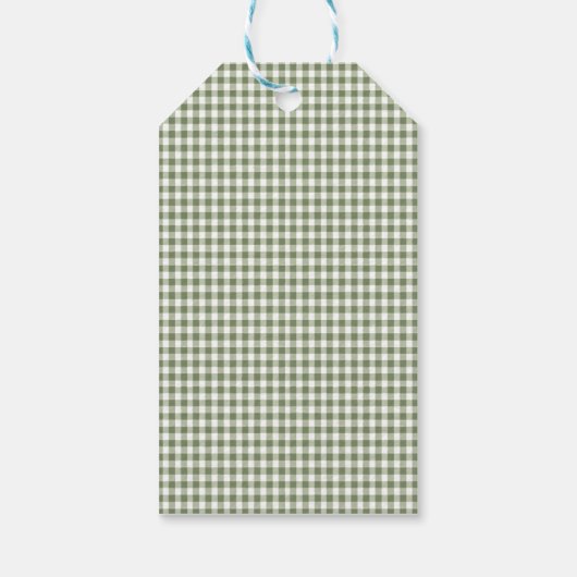 Sage Green Gingham Baby shower Uitnodiging & Bogen Cadeaulabel (Achterkant)