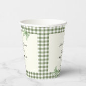 Sage Green Gingham Baby shower Uitnodiging & Bogen Papieren Bekers (Rechts)