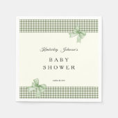 Sage Green Gingham Baby shower Uitnodiging & Bogen Servet (Voorkant)