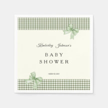 Sage Green Gingham Baby shower Uitnodiging & Bogen