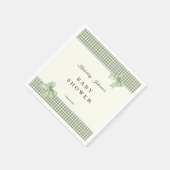 Sage Green Gingham Baby shower Uitnodiging & Bogen Servet (Hoek)