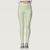 Sage Green Gingham Check Leggings (Voorkant)