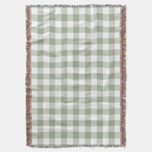 Sage Green Gingham Check Rustic Deken (Voorkant Verticaal)