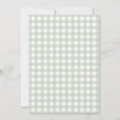 Sage Green Gingham en Bow Baby shower Kaart (Achterkant)