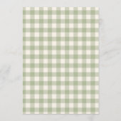 Sage Green Gingham Floral Bow Baby Shower Kaart (Achterkant)
