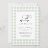 Sage Green Gingham Golf Verjaardag Kaart (Voorkant)