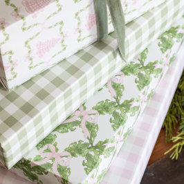 Sage Green Gingham inpakpapier