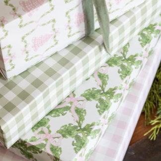 Sage Green Gingham inpakpapier Vel