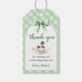Sage Green Gingham Lucky Duck Verjaardagscadeau La Cadeaulabel (Voorkant)